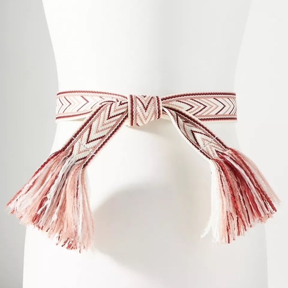 NWT Anthropologie Woven Fringe Tie Belt Large main image 4